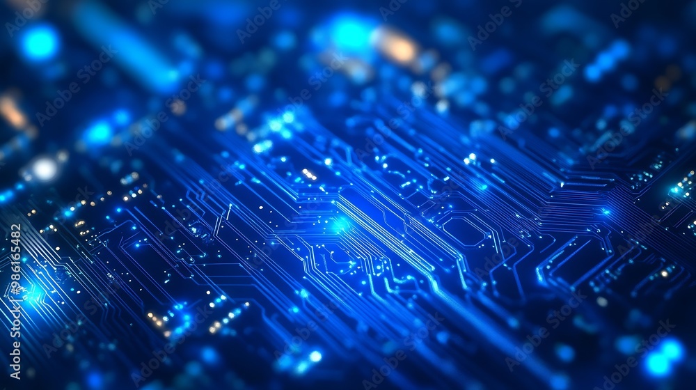 technology, lighting blue background : Generative AI technology, lighting blue background : Generative AI