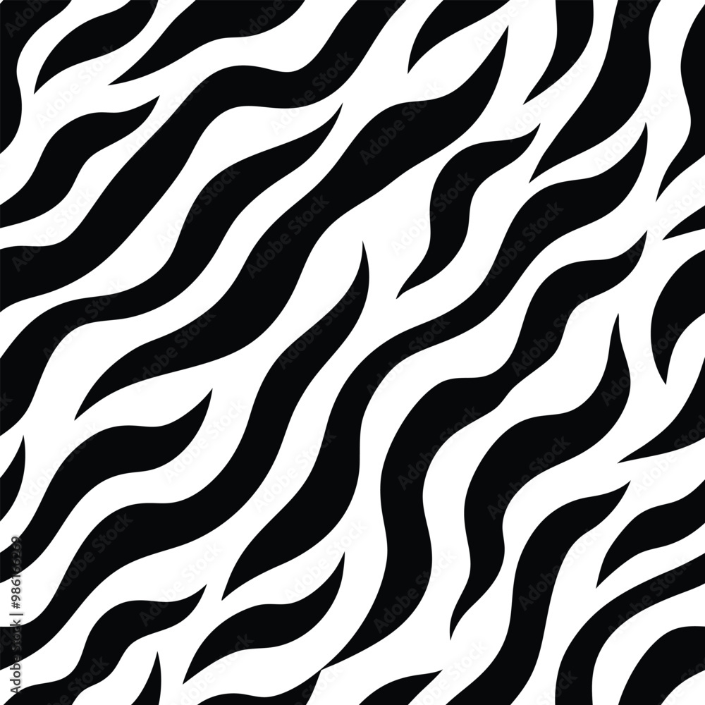 Seamless Zebra Animal Fur Pattern Vector Design. Seamless Zebra Animal Fur Pattern Vector Design.