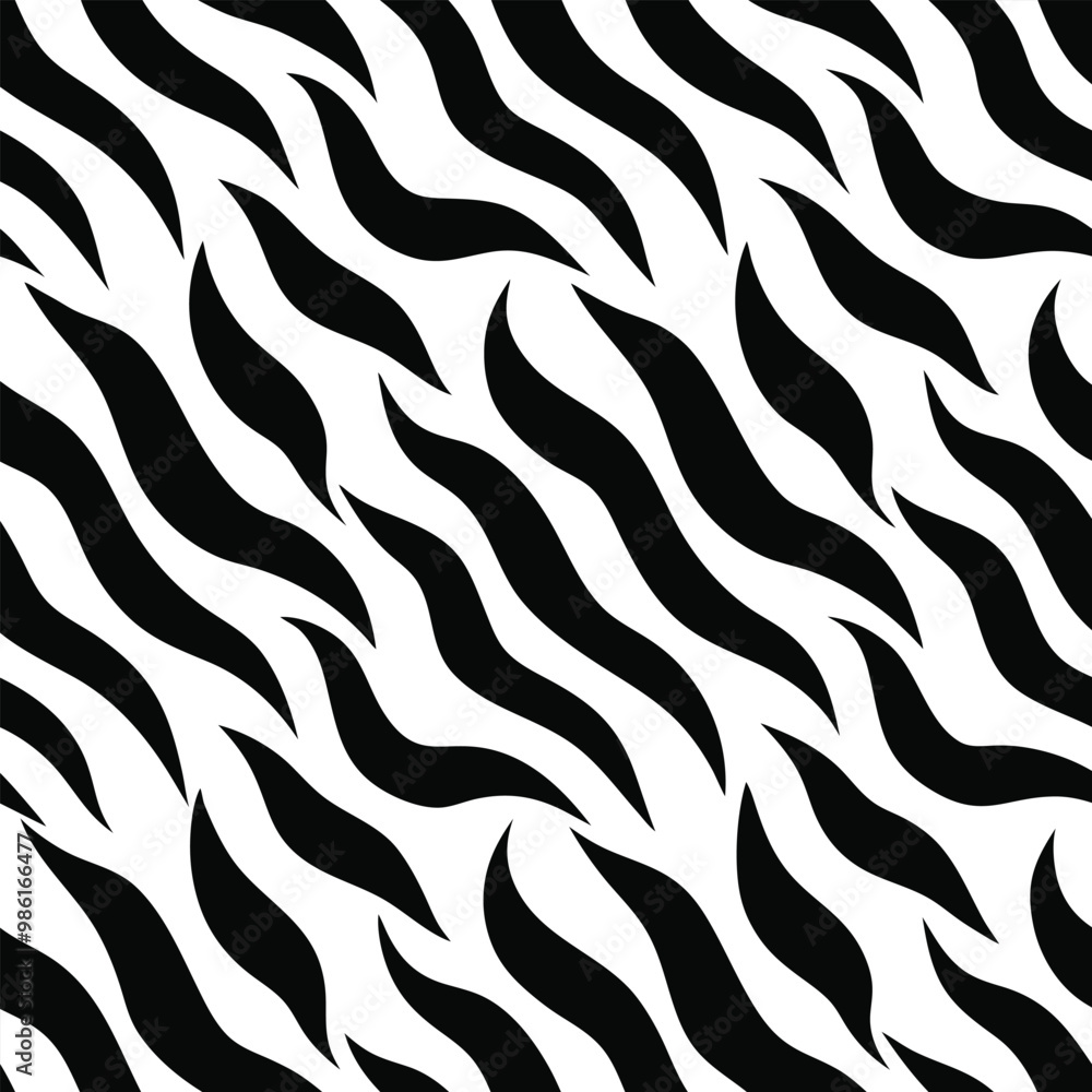 Seamless Zebra Animal Fur Pattern Vector Design.