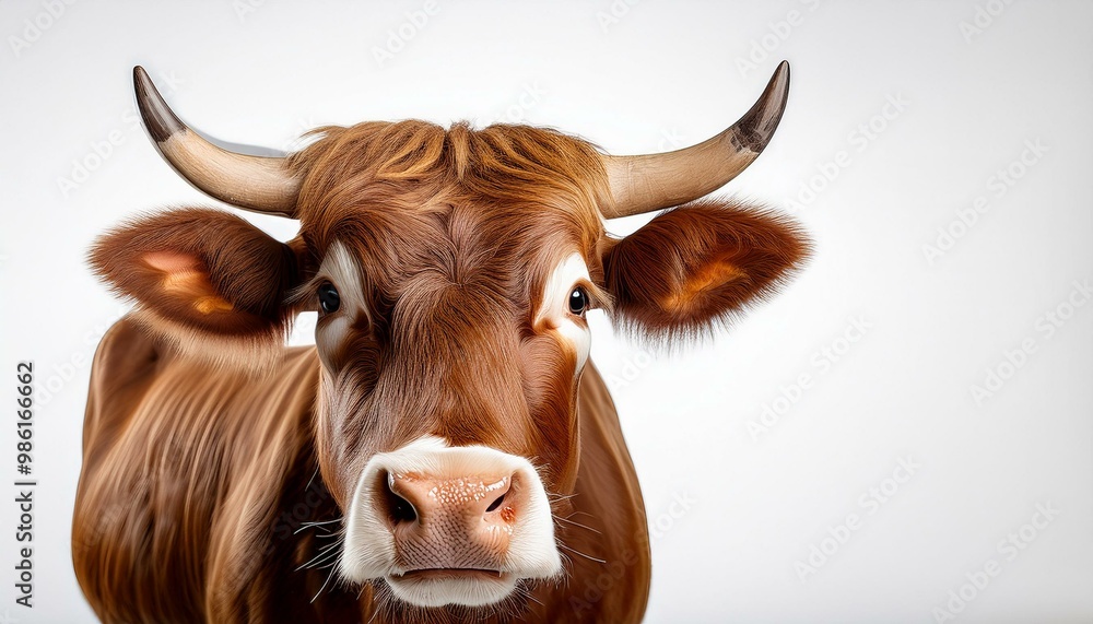 Portrait of a red cow isolated on a white background Portrait of a red cow isolated on a white background