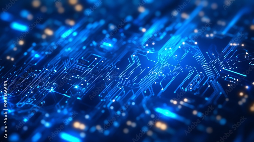 technology, lighting blue background : Generative AI technology, lighting blue background : Generative AI