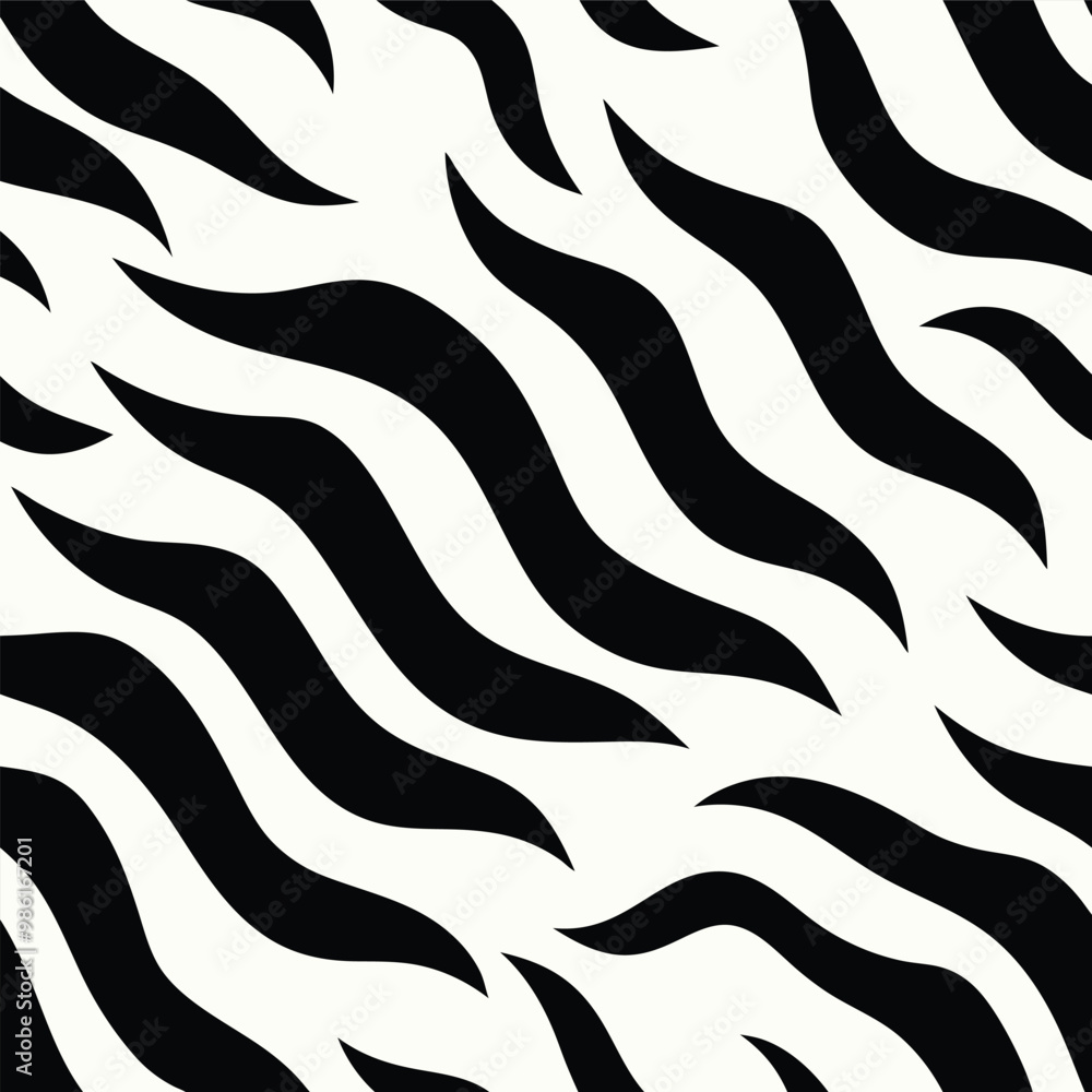 Seamless Zebra Animal Fur Pattern Vector Design. Seamless Zebra Animal Fur Pattern Vector Design.