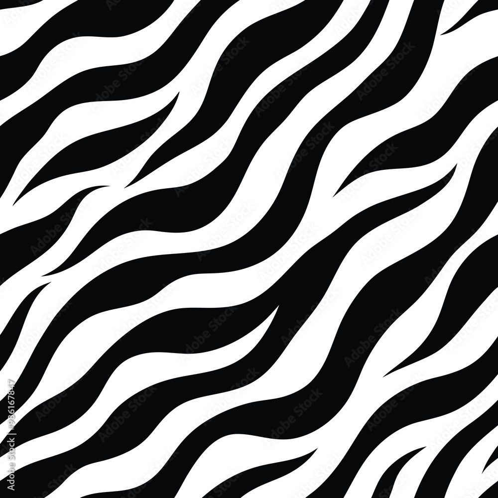 Seamless Zebra Animal Fur Pattern Vector Design. Seamless Zebra Animal Fur Pattern Vector Design.