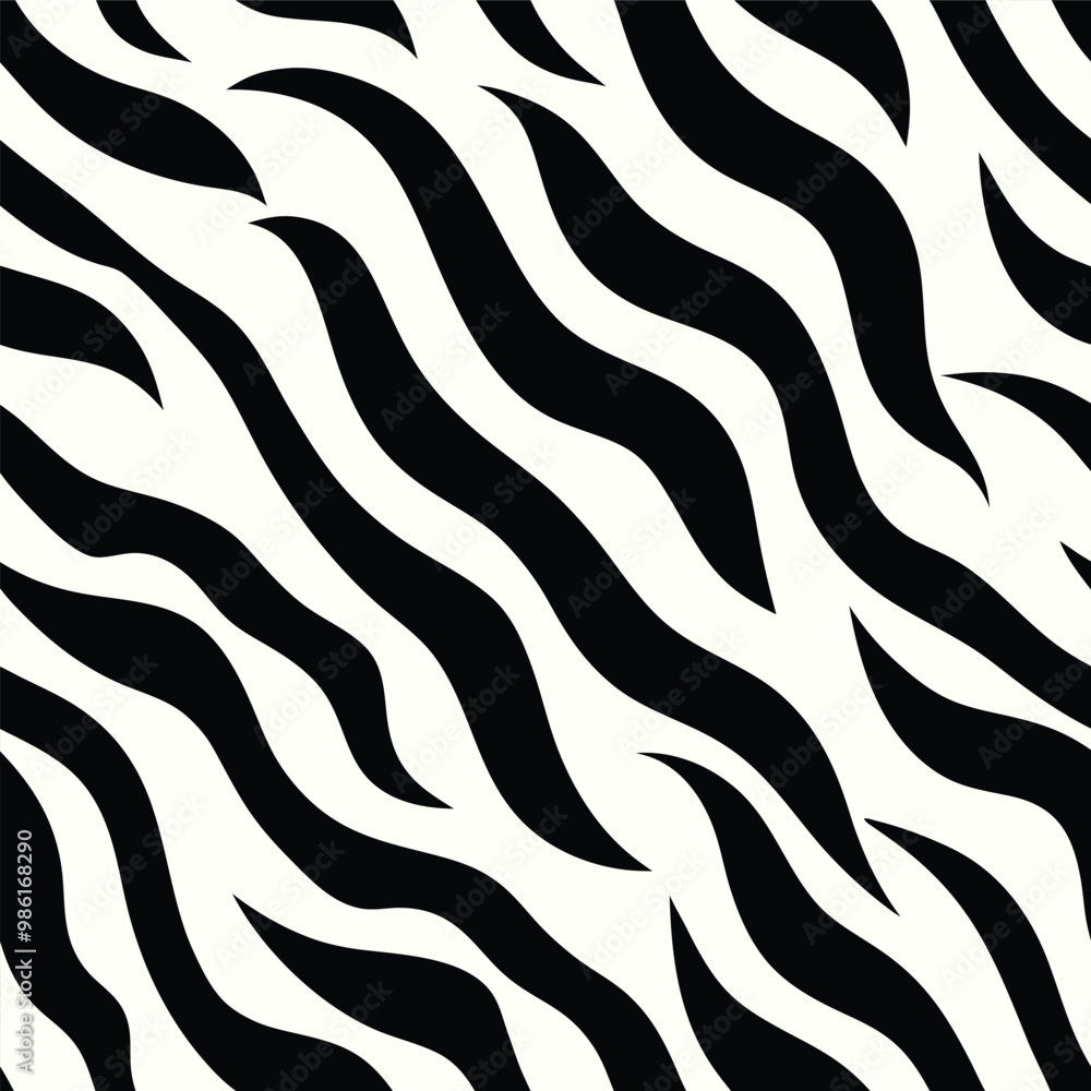 Seamless Zebra Animal Fur Pattern Vector Design. Seamless Zebra Animal Fur Pattern Vector Design.