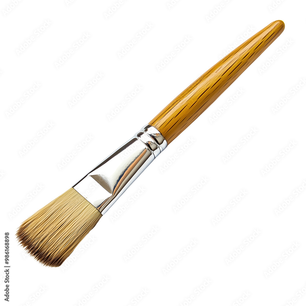 wooden paintbrush with wood handle and soft bristles isolated on transparent background Generative Ai. wooden paintbrush with wood handle and soft bristles isolated on transparent background Generative Ai.
