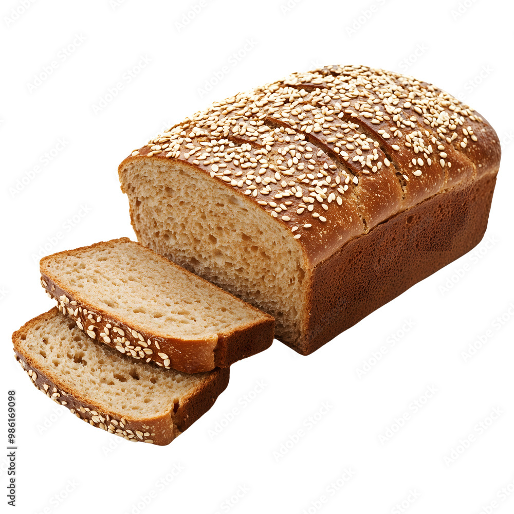 loaf of whole grain bread isolated on transparent background Generative Ai. loaf of whole grain bread isolated on transparent background Generative Ai.