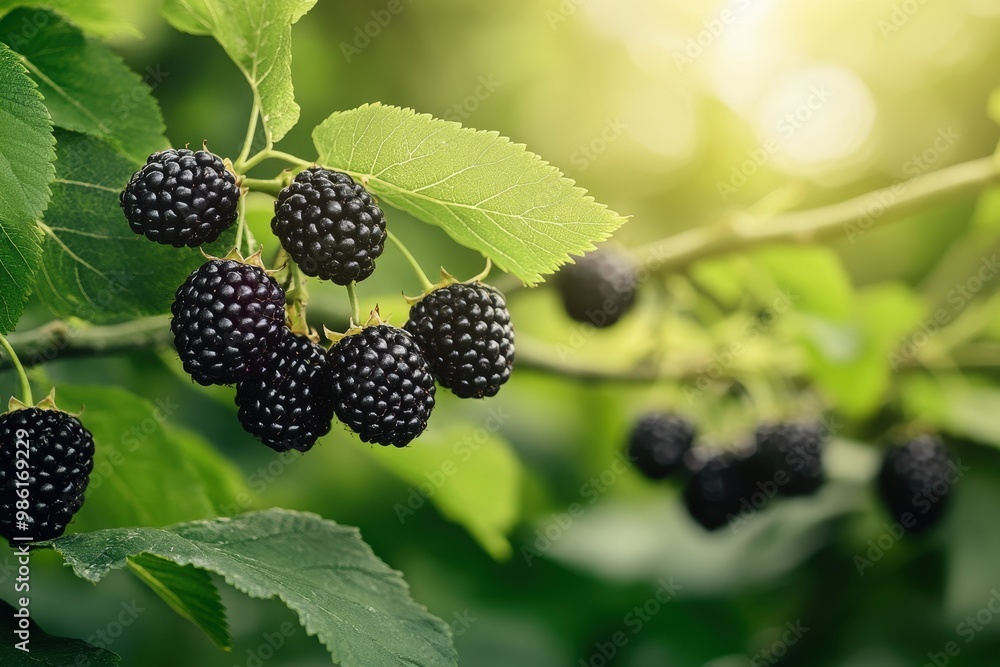 Forest fruits waiting to be picked. Tasy blackberries. Ai Generated Scenery Forest fruits waiting to be picked. Tasy blackberries. Ai Generated Scenery