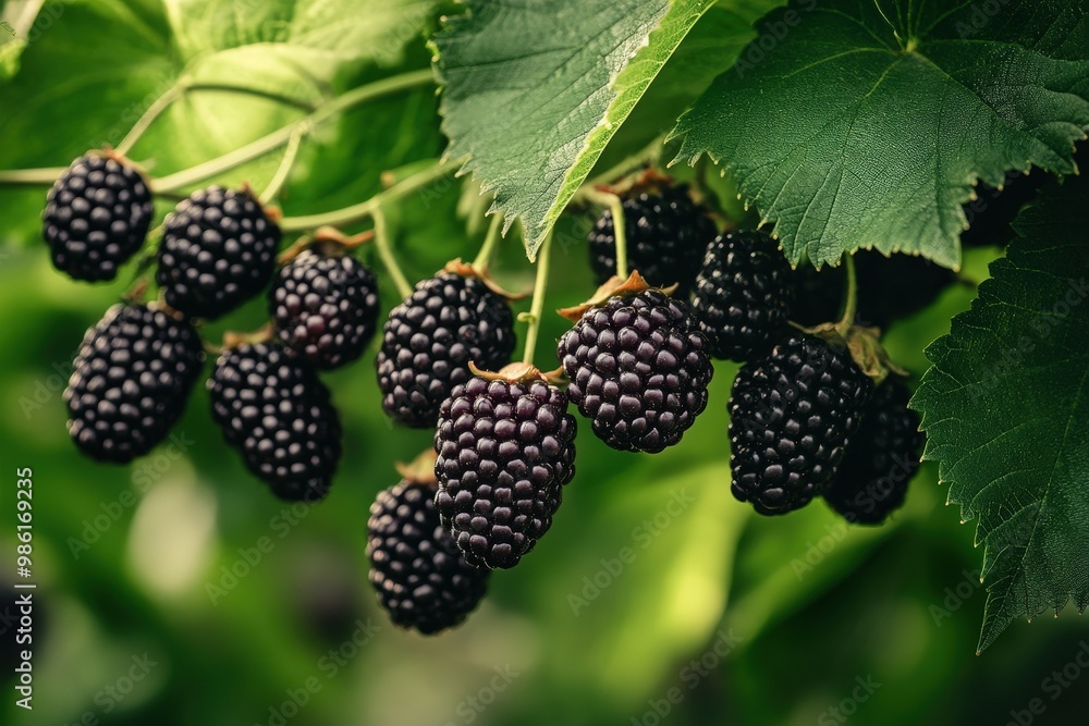 Forest fruits waiting to be picked. Tasy blackberries. Ai Generated Scenery Forest fruits waiting to be picked. Tasy blackberries. Ai Generated Scenery
