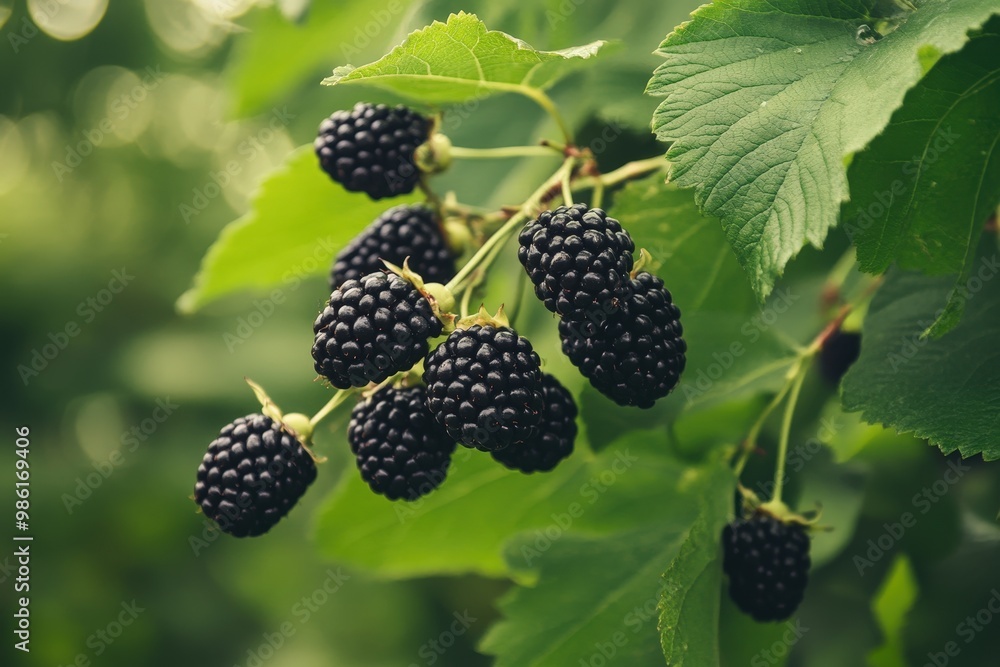 Forest fruits waiting to be picked. Tasy blackberries. Ai Generated Scenery Forest fruits waiting to be picked. Tasy blackberries. Ai Generated Scenery