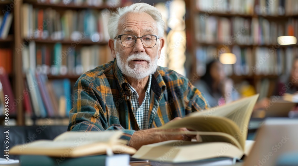 An older adult participating in a lifelong learning program, studying subjects like history, art, or philosophy with enthusiasm An older adult participating in a lifelong learning program, studying subjects like history, art, or philosophy with enthusiasm