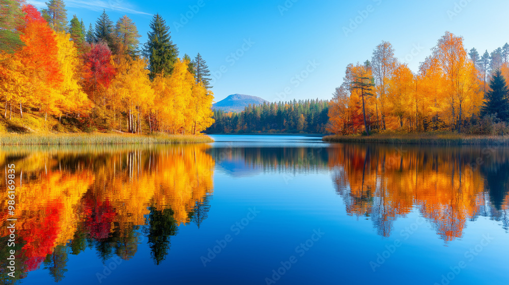 Lake view in autumn. Autumn landscape in beautiful colorful nature. Golden autumn leaves on beautiful lake. Forest landscape in colorful autumn season. Colorful lake scenery in the forest. Lake view in autumn. Autumn landscape in beautiful colorful nature. Golden autumn leaves on beautiful lake. Forest landscape in colorful autumn season. Colorful lake scenery in the forest.