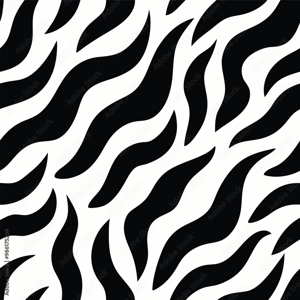 Seamless Zebra Animal Fur Pattern Vector Design. Seamless Zebra Animal Fur Pattern Vector Design.