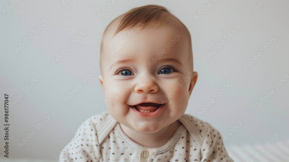 Adorable American baby with a big smile, wearing a cute outfit Adorable American baby with a big smile, wearing a cute outfit