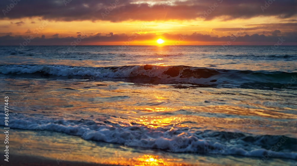 Blurred bokeh of a sunrise over a calm ocean Blurred bokeh of a sunrise over a calm ocean
