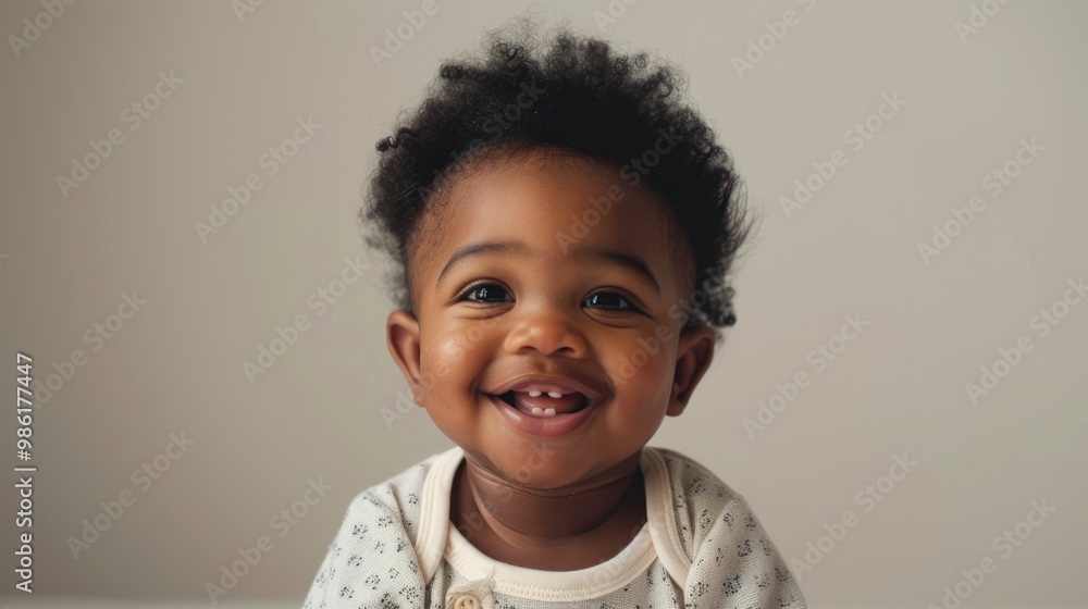 Adorable baby with a big smile, wearing a cute outfit Adorable baby with a big smile, wearing a cute outfit