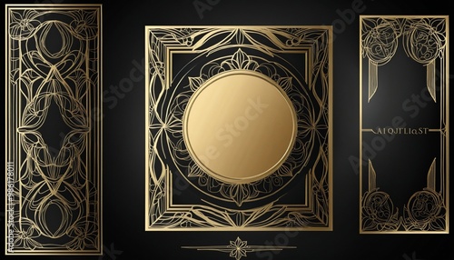 set of art deco frames, abstract geometric design pattern, illustration