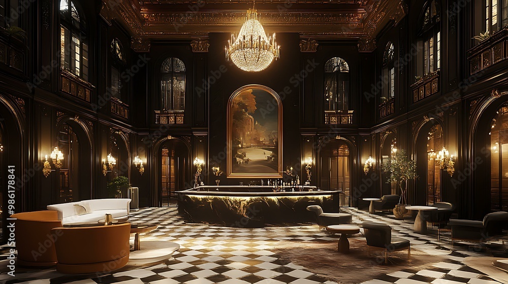 Obraz premium Luxury Interior Design With Black and Gold Color Scheme