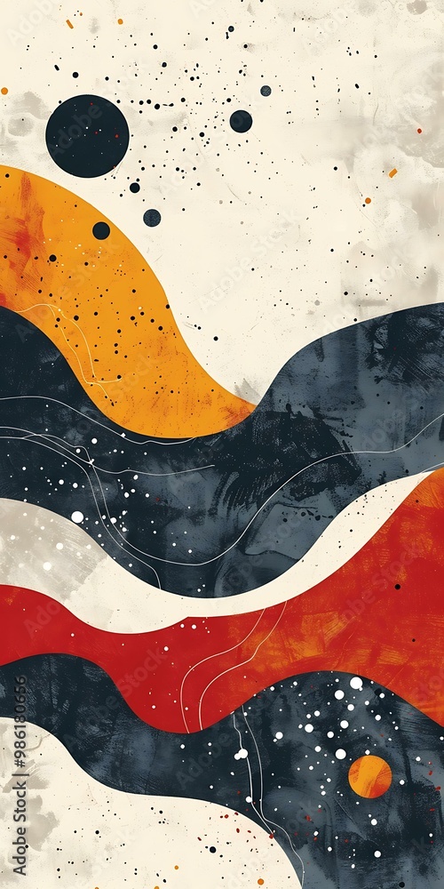 Abstract Art With Wavy Lines and Dots Abstract Art With Wavy Lines and Dots