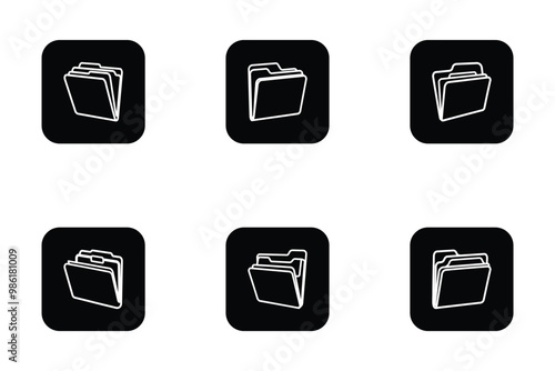 Folder icon bundle set in silhouette style vector