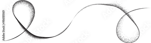 Sprayed black curve lines .Graffiti art design . Squiggle curly stroke . Spray effect .Grunge curved line . Grainy, gritty textured line . Distressed curl element . Black curve stroke .vector