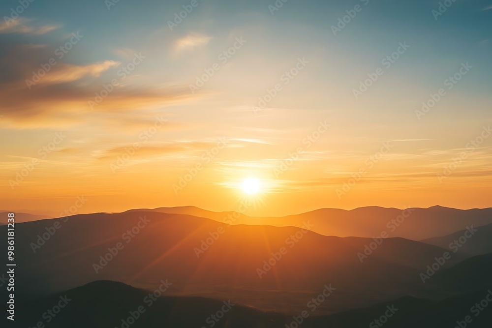 Fototapeta premium Golden Hour Sunset Over Mountain Range
