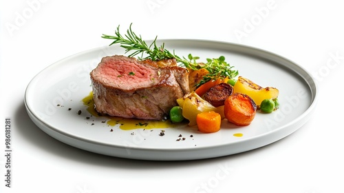 Grilled Steak with Roasted Vegetables, Gourmet Meal, Dinner Plate, Food Photography