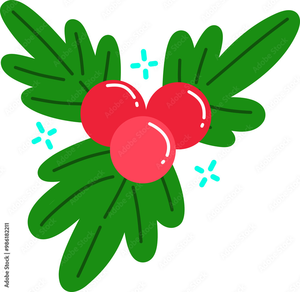 christmas holly berry cartoon illustration christmas holly berry cartoon illustration