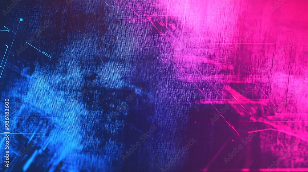 Fototapeta premium Abstract Background with Blue and Pink Glowing Lines on a Textured Surface