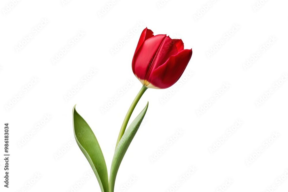 A single red tulip in full bloom A single red tulip in full bloom