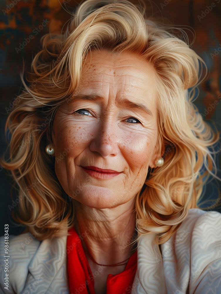 Close-up portrait of a confident senior woman with blonde hair outdoors Close-up portrait of a confident senior woman with blonde hair outdoors
