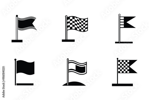 Vector art style milestone flag icon bundle set design