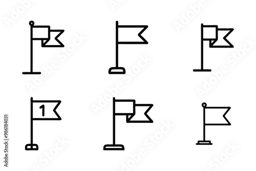 Vector art style milestone flag icon bundle set design