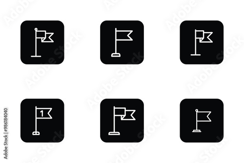 Vector art style milestone flag icon bundle set design