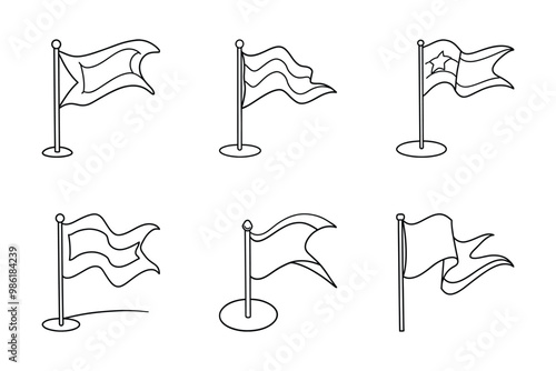 Vector art style milestone flag icon bundle set design