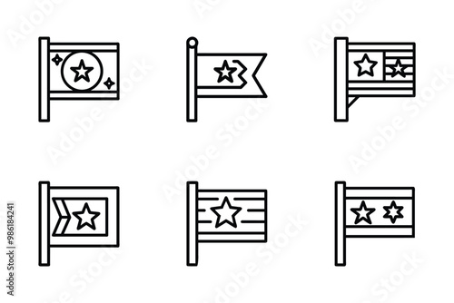Vector art style milestone flag icon bundle set design