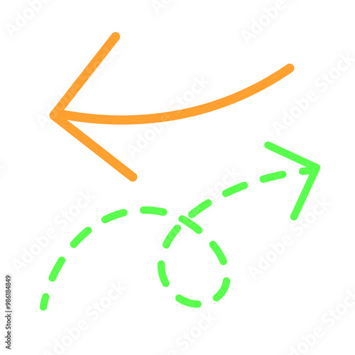 Vector illustration of green and orange arrows for projects