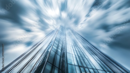 Wallpaper Mural A Modern Glass Skyscraper Reaching Towards a Blurry Sky Torontodigital.ca