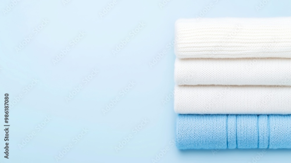 Elegant brand identity for a luxury clothing manufacturer, showcasing premium wool and cashmere for discerning clientele, set against a neutral white background with nova blue accents.