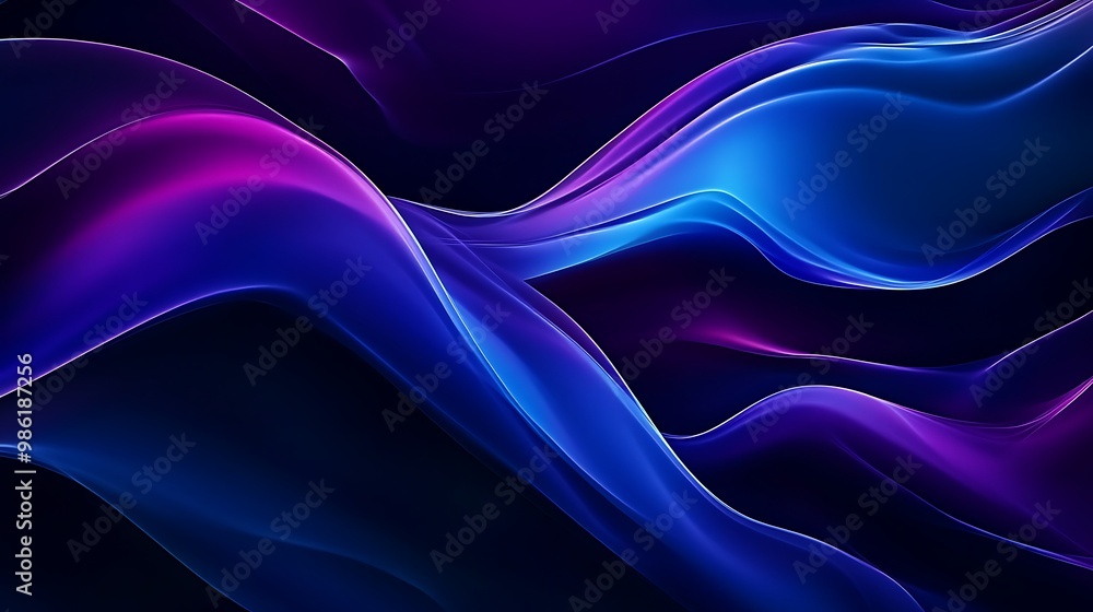 Fototapeta premium Abstract Swirling Blue and Purple Waves on a Dark Background