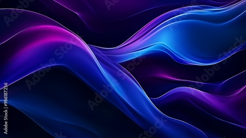 Wallpaper Mural Abstract Swirling Blue and Purple Waves on a Dark Background Torontodigital.ca