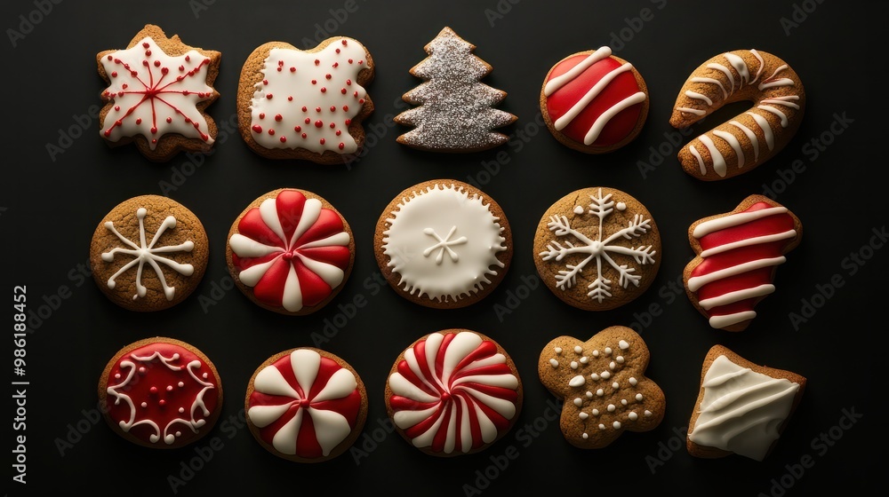 A Bunch of Christmas Cookies from above A Bunch of Christmas Cookies from above