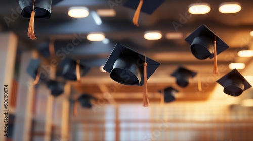 congratulations. and graduation caps and deration with new platform. photo