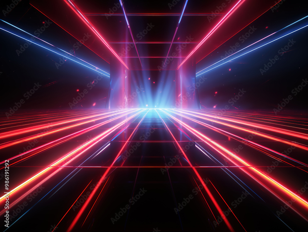 Gorgeous abstract fantastic neon background with red laser rays and glowing lines Gorgeous abstract fantastic neon background with red laser rays and glowing lines