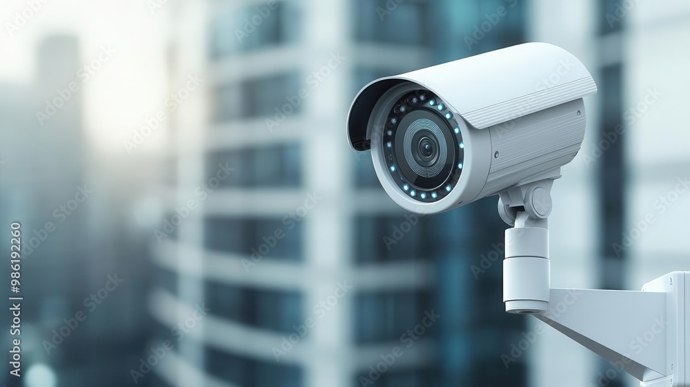 Highresolution infrared security camera focused on a highrise apartment building, urban security, infrared night vision Highresolution infrared security camera focused on a highrise apartment building, urban security, infrared night vision