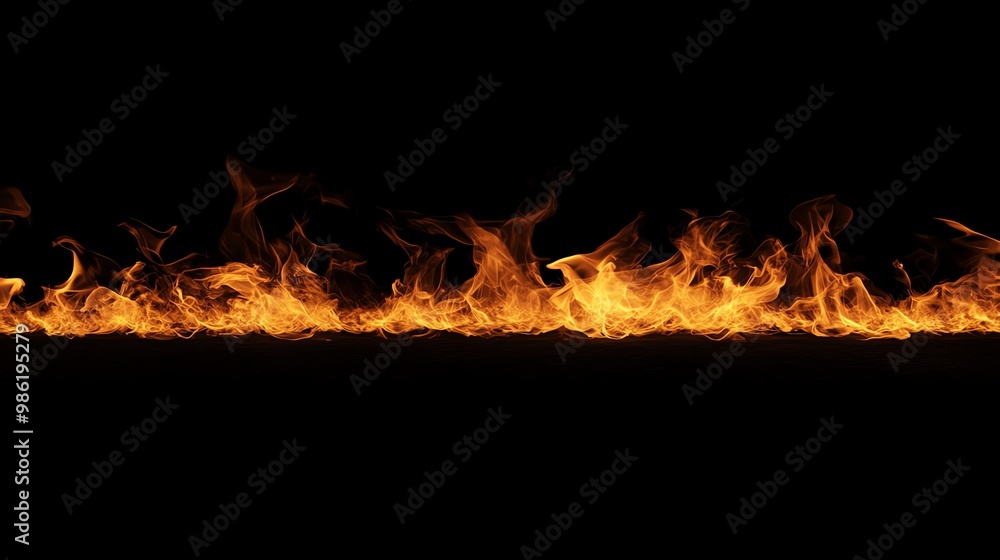 A captivating display of flames dancing against a dark background, perfect for conveying heat, energy, or danger in visual media. A captivating display of flames dancing against a dark background, perfect for conveying heat, energy, or danger in visual media.