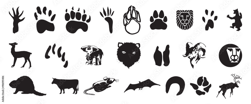 b Wild Jungle Animals Compendium Group Sillhoutte Artwork vector editable logo for Wall Sticker t-shirt design and multipurpose use in high definition format