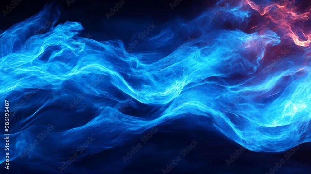 A mesmerizing blend of blue and red smoke, swirling elegantly against a dark background, perfect for creative designs. A mesmerizing blend of blue and red smoke, swirling elegantly against a dark background, perfect for creative designs.