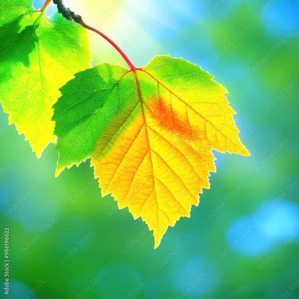 The vibrant transition of leaves in sunlight during a serene afternoon in nature The vibrant transition of leaves in sunlight during a serene afternoon in nature