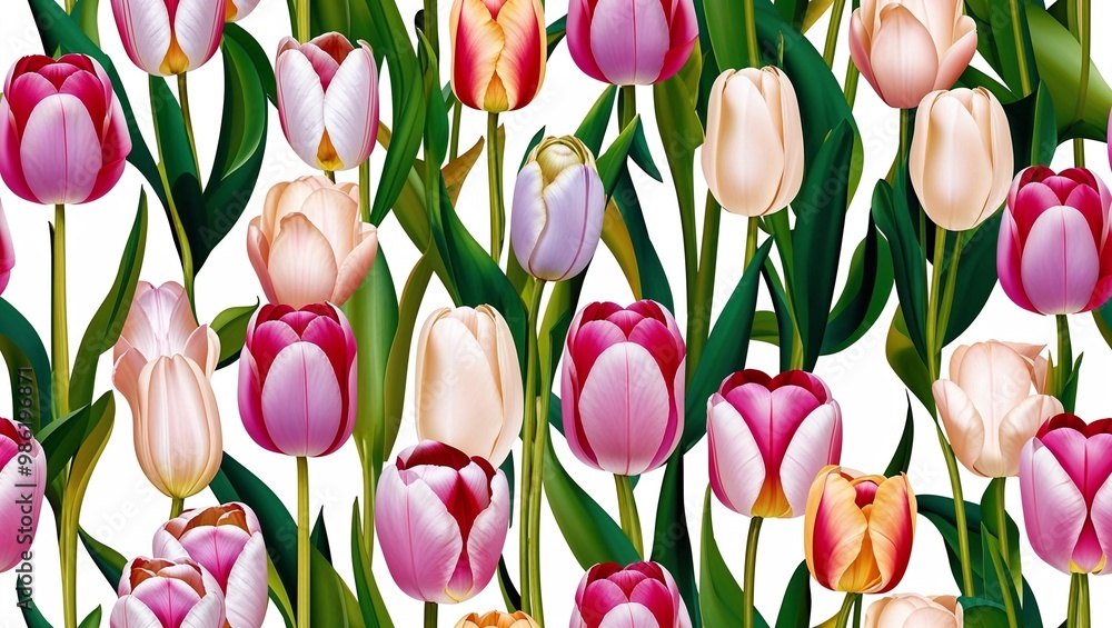 Obraz premium Pale rose tulips abstract bloom seamless plain white background design