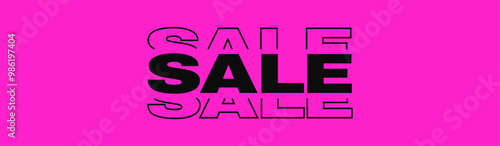 Sale banner with modern text. Futuristic and trendy typography illustration vector.